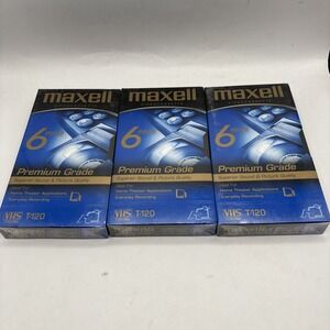 MAXWELL 6 Hours Premium Grade T-120 VHS VCR Video Blank Tape New‎ Sealed Lot 3